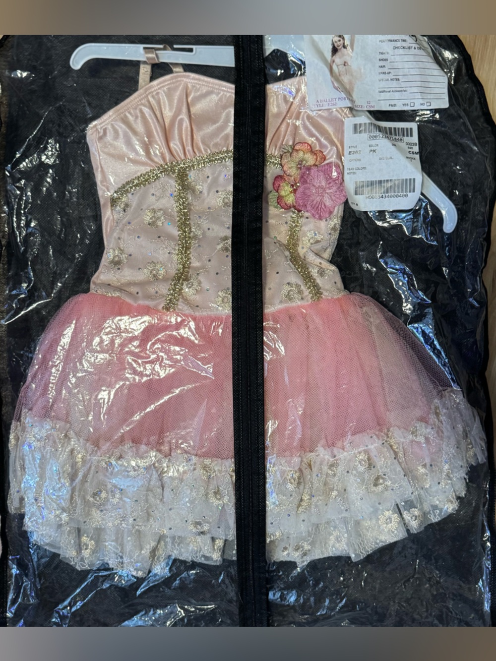 Curtain Call “A Ballet Portrait” Girls Pink Ballet Tutu Dress w/ Gold Accents•12